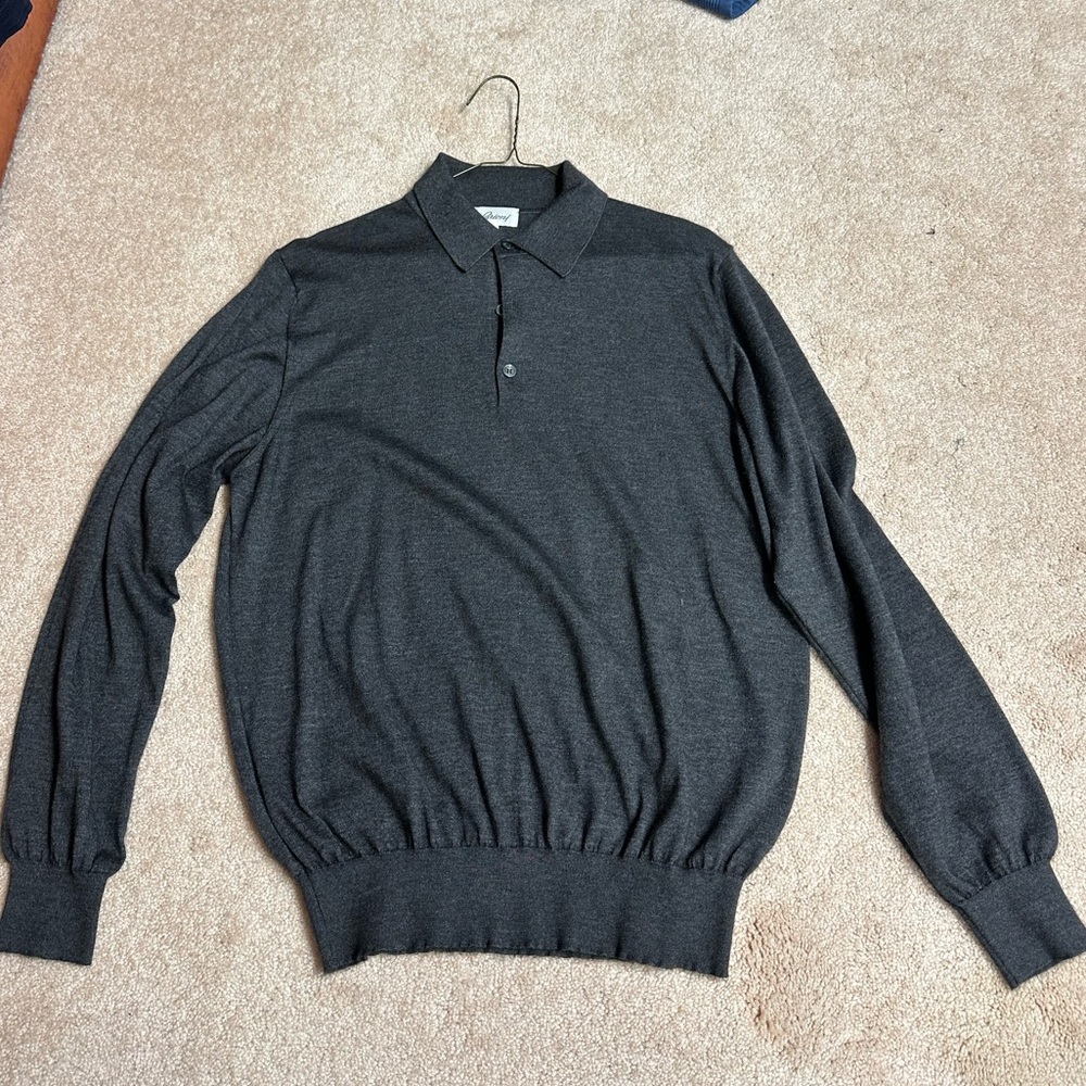 Brioni Cashmere Long Sleeve Polo